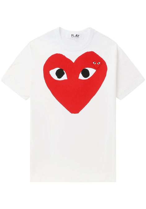 t-shirt red emblem knit unisex bianca COMME DES GARÇONS PLAY | AX-T026-0511